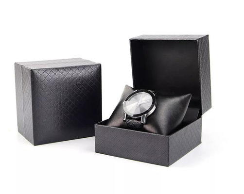 Boîte de montre faite sur commande en cuir d'unité centrale empaquetant la rayure noire élégante