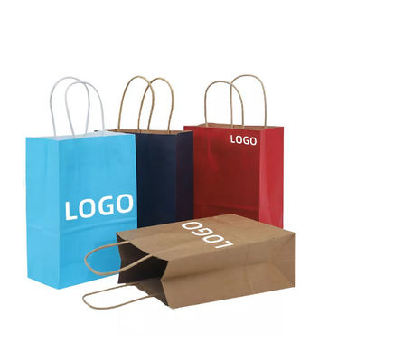Sac de achat d'emballage de cadeau de LOGO Printing Kraft Takeaway Bags biodégradable