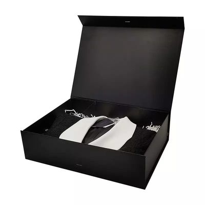 Deboss vêtx le GV magnétique noir biodégradable de empaquetage de boîte-cadeau de boîte