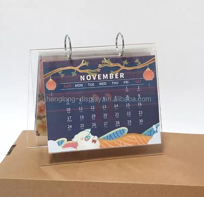 Cadre de tableau dégrossi acrylique clair fait sur commande de présentoir de calendrier double