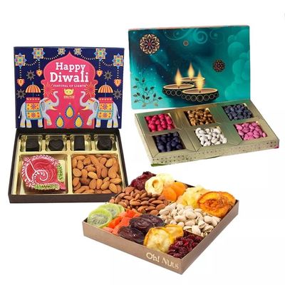 Le décoratif imprimé de cadeau l'épousant caisse d'emballage la caisse d'emballage sèche de fruit de Diwali vide