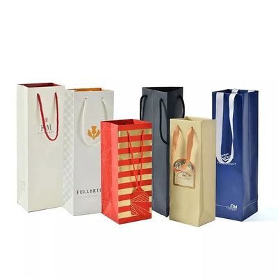 Sac marqué de cadeau de bouteille d'alcool de vin de whiskey de boisson alcoolisée de caisses d'emballage de carton avec des poignées