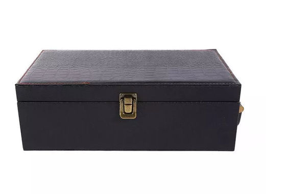Boîte en cuir PU rigide Emballage de boîte à vin en verre CMJN Vernis 1 2 pcs