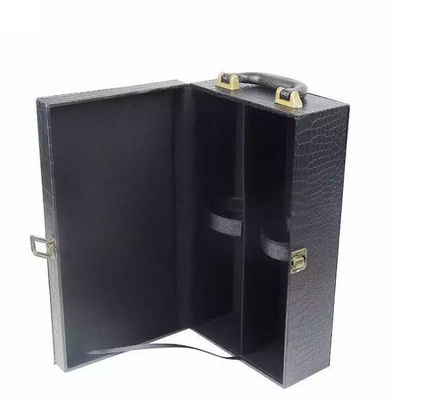 Boîte en cuir PU rigide Emballage de boîte à vin en verre CMJN Vernis 1 2 pcs