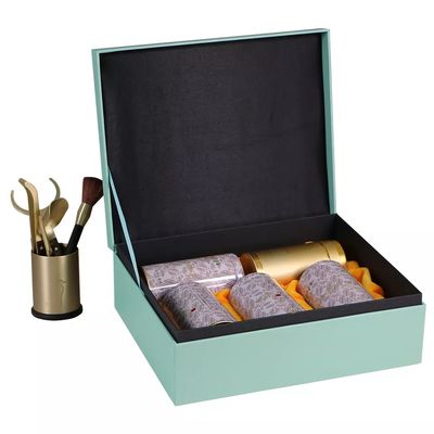 Boîte de rangement de estampillage/gravante en refief de thé, boîtes faites sur commande de carton avec l'étain en métal