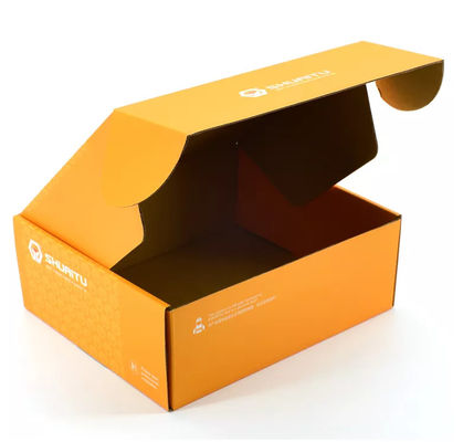 Pièces d'auto de CMYK empaquetant le papier de boîte vernissant le LOGO fait sur commande orange BSCI