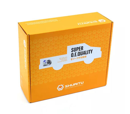 Pièces d'auto de CMYK empaquetant le papier de boîte vernissant le LOGO fait sur commande orange BSCI