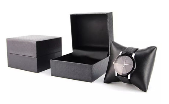 Boîte de montre faite sur commande en cuir d'unité centrale empaquetant la rayure noire élégante