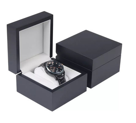 Place noire adaptée aux besoins du client de cuir de Matte Single Watch Boxes Pu en bois