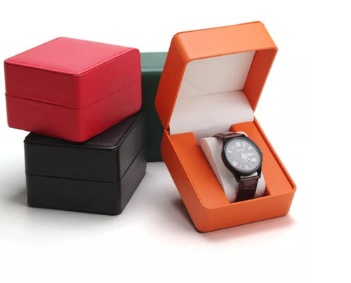 Boîte de rangement en cuir Flip Cover de montre d'unité centrale de coin rond 11X10X7.5cm