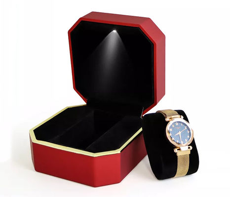 Boîte de montre menée faite main de boîte d'emballage de montre-bracelet d'octogone d'OEM