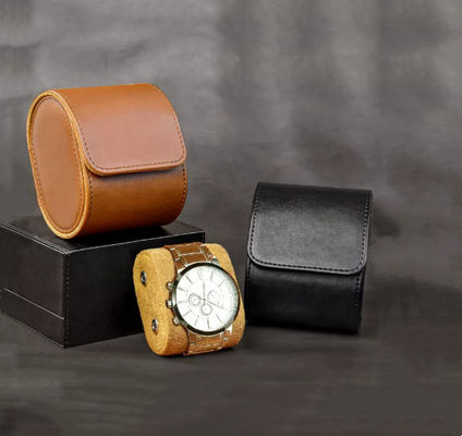 Logo fait sur commande 3.9*3.2*2.7 de montre-bracelet d'unité centrale de boîte en cuir d'emballage dedans