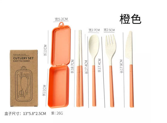 Voyage de empaquetage de boîte d'ensemble de dîner de 3 morceaux avec la vaisselle se pliante de Spork de baguettes