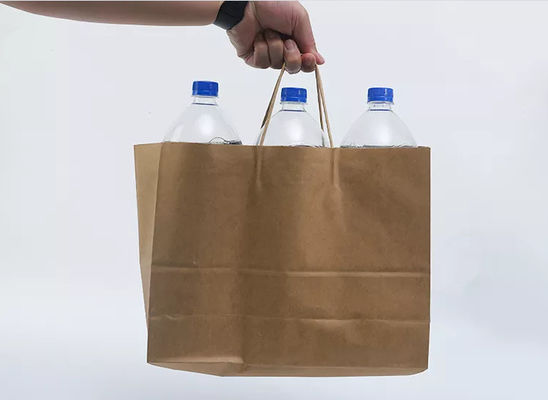 Sac de achat d'emballage de cadeau de LOGO Printing Kraft Takeaway Bags biodégradable
