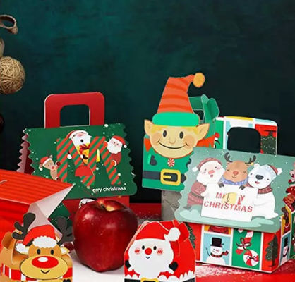 Gravure imprimant la boîte d'ornement de Noël des boîte-cadeau 12*10cm de carton de Noël